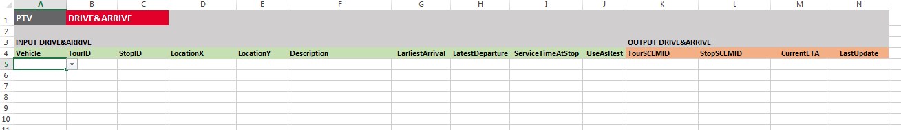 Excel Code Types PTV Drive&Arrive Excel Add-In